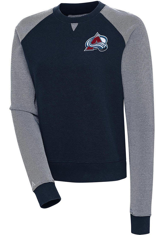 Antigua Colorado Avalanche Blue Flier Bunker Long Sleeve Crew Sweatshirt, Blue, 86% Cotton / 11% Polyester / 3% SPANDEX, Size XL, Rally House