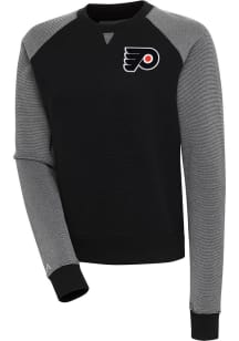 Antigua Philadelphia Flyers Womens Black Flier Bunker Crew Sweatshirt