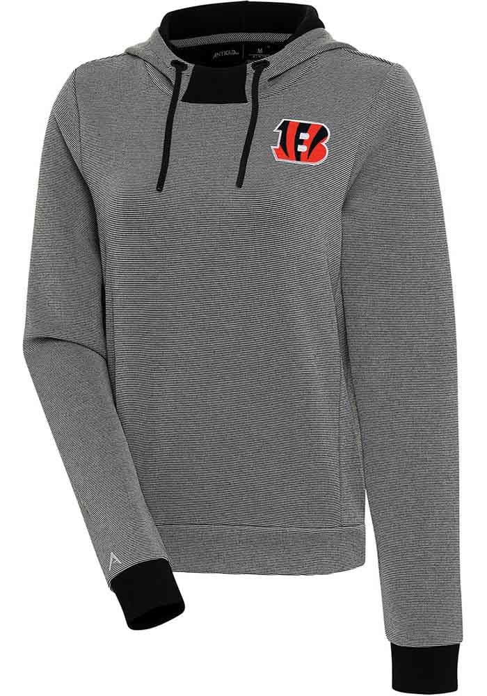 Antigua Cincinnati Bengals Women's Black Axe Bunker Hooded Sweatshirt, Black, 86% Cotton / 11% Polyester / 3% SPANDEX, Size XL, Rally House