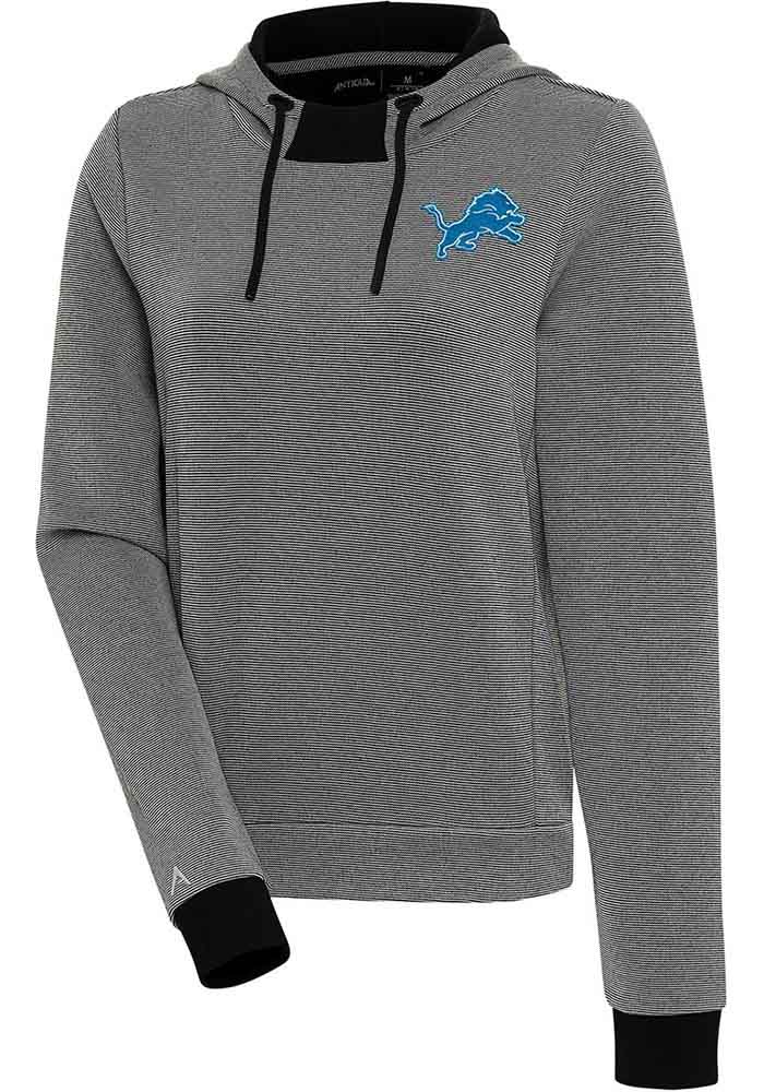 Antigua Detroit Lions Women's Grey Axe Bunker Hooded Sweatshirt, Grey, 86% Cotton / 11% Polyester / 3% SPANDEX, Size S, Rally House