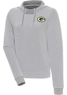 Antigua Green Bay Packers Womens Grey Axe Bunker Hooded Sweatshirt
