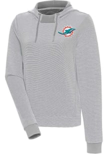Antigua Miami Dolphins Womens Grey Axe Bunker Hooded Sweatshirt
