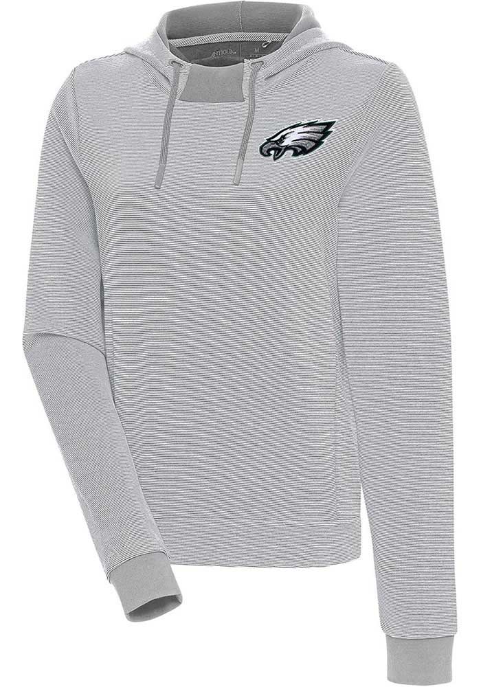 Antigua Philadelphia Eagles Women's Grey Axe Bunker Hooded Sweatshirt, Grey, 86% Cotton / 11% Polyester / 3% SPANDEX, Size 2XL, Rally House