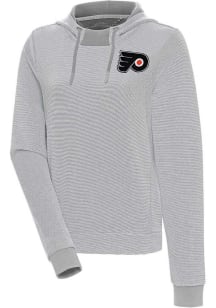 Antigua Philadelphia Flyers Womens Grey Axe Bunker Hooded Sweatshirt