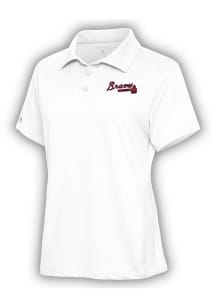 Antigua Atlanta Braves Womens White Motivated Short Sleeve Polo Shirt