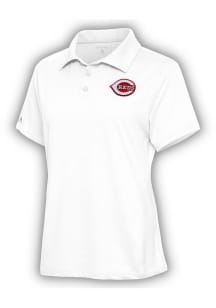 Antigua Cincinnati Reds Womens White Motivated Short Sleeve Polo Shirt