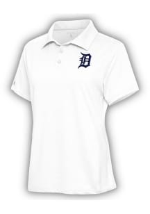 Antigua Detroit Tigers Womens White Motivated Short Sleeve Polo Shirt