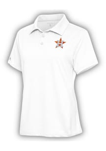 Antigua Houston Astros Womens White Motivated Short Sleeve Polo Shirt