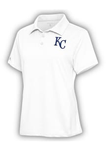 Antigua Kansas City Royals Womens White Motivated Short Sleeve Polo Shirt