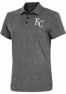 Antigua Kansas City Royals Womens Black Motivated Short Sleeve Polo Shirt