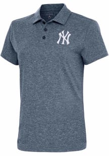 Antigua New York Yankees Womens Navy Blue Motivated Short Sleeve Polo Shirt