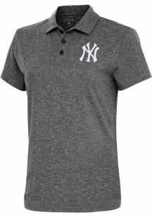 Antigua New York Yankees Womens Black Motivated Short Sleeve Polo Shirt