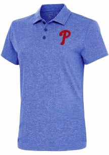 Antigua Philadelphia Phillies Womens Blue Motivated Short Sleeve Polo Shirt