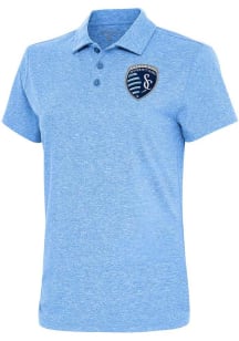 Antigua Sporting Kansas City Womens Light Blue Motivated Short Sleeve Polo Shirt