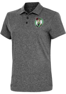 Antigua Boston Celtics Womens Black Motivated Short Sleeve Polo Shirt