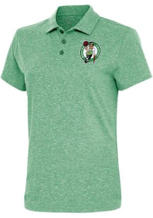 Antigua Boston Celtics Womens Green Motivated Short Sleeve Polo Shirt