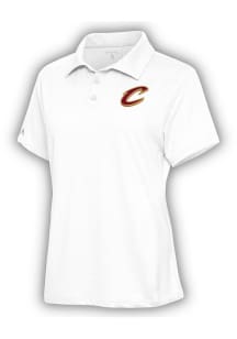 Antigua Cleveland Cavaliers Womens White Motivated Short Sleeve Polo Shirt
