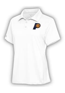 Antigua Indiana Pacers Womens White Motivated Short Sleeve Polo Shirt
