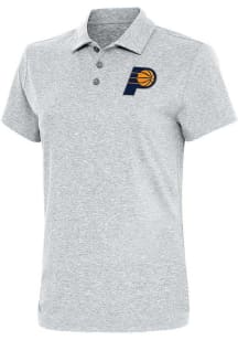 Antigua Indiana Pacers Womens Grey Motivated Short Sleeve Polo Shirt