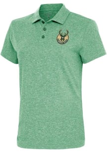Antigua Milwaukee Bucks Womens Green Motivated Short Sleeve Polo Shirt