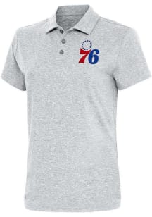 Antigua Philadelphia 76ers Womens Grey Motivated Short Sleeve Polo Shirt
