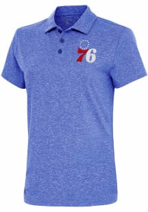 Antigua Philadelphia 76ers Womens Blue Motivated Short Sleeve Polo Shirt