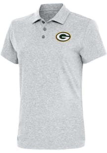 Antigua Green Bay Packers Womens Grey Motivated Short Sleeve Polo Shirt