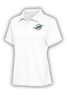 Antigua Miami Dolphins Womens White Motivated Short Sleeve Polo Shirt
