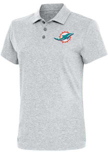 Antigua Miami Dolphins Womens Grey Motivated Short Sleeve Polo Shirt