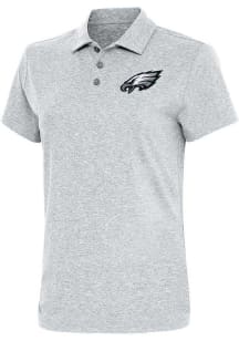 Antigua Philadelphia Eagles Womens Grey Motivated Short Sleeve Polo Shirt