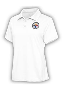 Antigua Pittsburgh Steelers Womens White Motivated Short Sleeve Polo Shirt