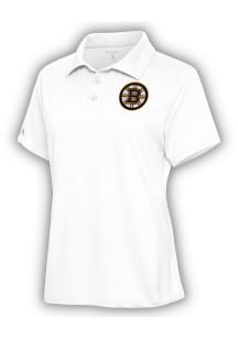 Antigua Boston Bruins Womens White Motivated Short Sleeve Polo Shirt