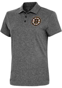 Antigua Boston Bruins Womens Black Motivated Short Sleeve Polo Shirt