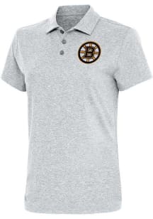 Antigua Boston Bruins Womens Grey Motivated Short Sleeve Polo Shirt