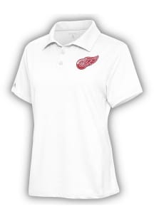 Antigua Detroit Red Wings Womens White Motivated Short Sleeve Polo Shirt
