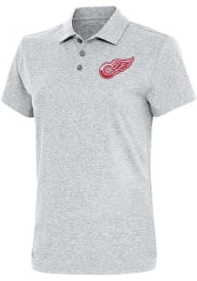 Antigua Detroit Red Wings Womens Grey Motivated Short Sleeve Polo Shirt