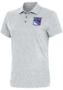 Antigua New York Rangers Womens Grey Motivated Short Sleeve Polo Shirt