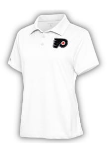Antigua Philadelphia Flyers Womens White Motivated Short Sleeve Polo Shirt