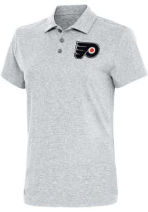 Antigua Philadelphia Flyers Womens Grey Motivated Short Sleeve Polo Shirt