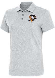 Antigua Pittsburgh Penguins Womens Grey Motivated Short Sleeve Polo Shirt