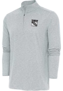 Antigua New York Rangers Mens Grey Metallic Logo Hunk Long Sleeve 1/4 Zip Pullover