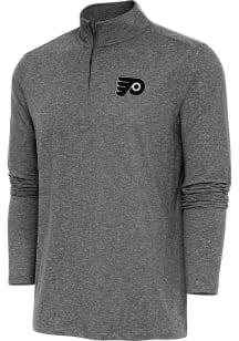 Antigua Philadelphia Flyers Mens Black Metallic Logo Hunk Long Sleeve 1/4 Zip Pullover