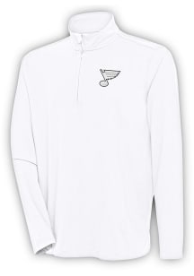 Antigua St Louis Blues Mens White Metallic Logo Hunk Long Sleeve 1/4 Zip Pullover