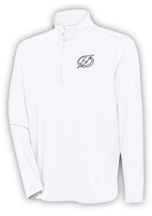 Antigua Tampa Bay Lightning Mens White Metallic Logo Hunk Long Sleeve 1/4 Zip Pullover