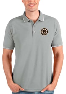 Antigua Boston Bruins Mens Grey Affluent Short Sleeve Polo
