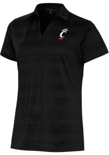 Antigua Cincinnati Bearcats Womens Black Compass Short Sleeve Polo Shirt