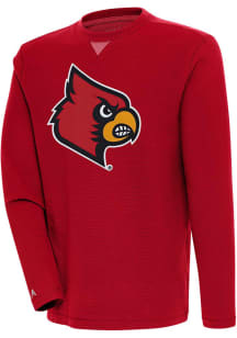 Antigua Louisville Cardinals Mens Red Flier Bunker Long Sleeve Crew Sweatshirt