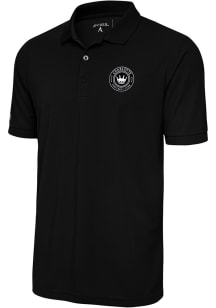Antigua Charlotte FC Black Metallic Logo Legacy Pique Big and Tall Polo