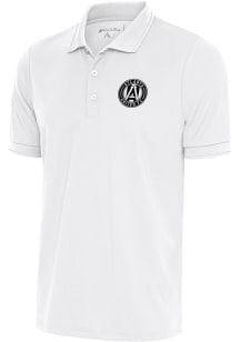 Antigua Atlanta United FC White Metallic Logo Solid Pique Big and Tall Polo