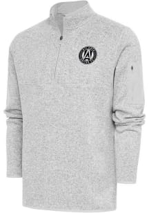 Antigua Atlanta United FC Mens Grey Metallic Logo Fortune Long Sleeve 1/4 Zip Pullover